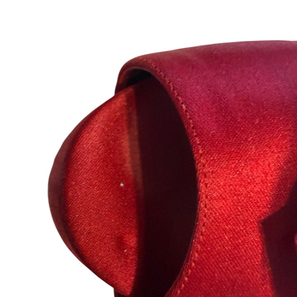 Nina New York Red Satin Ruffle Peep Toe D'Orsay Heels Pumps Size 10M Holiday - Picture 6 of 11